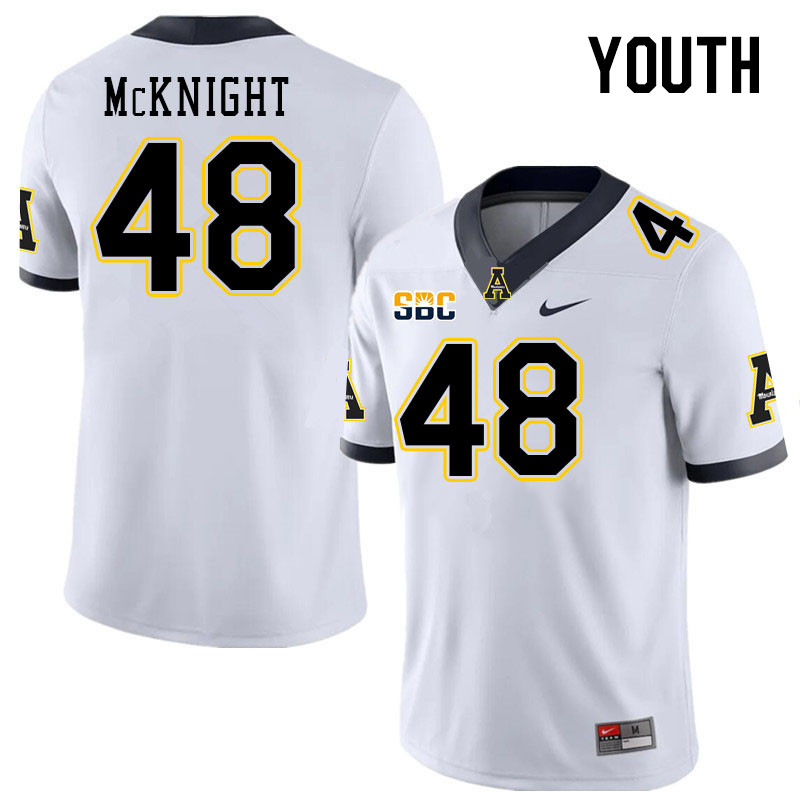 Youth #48 Deshawn McKnight Appalachian State Mountaineers College Football Jerseys Stitched Sale-Whi - Click Image to Close